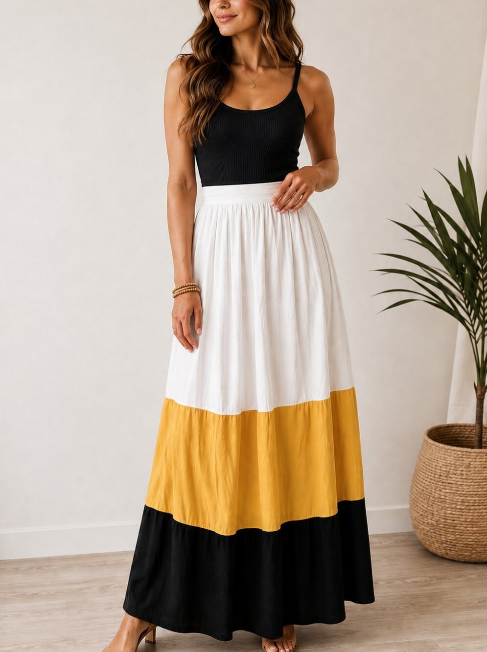 ASOS COLOR BLOCK STRETCH MAXI SKIRT SZ 14